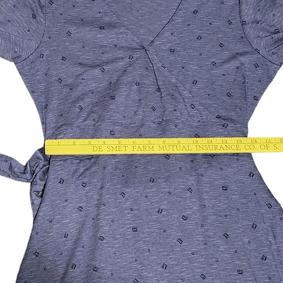 TODD & CO Cue Cafe Wrap Sleeveless Midi Dress Womens Medium Blue Heather Eco - Picture 10 of 15